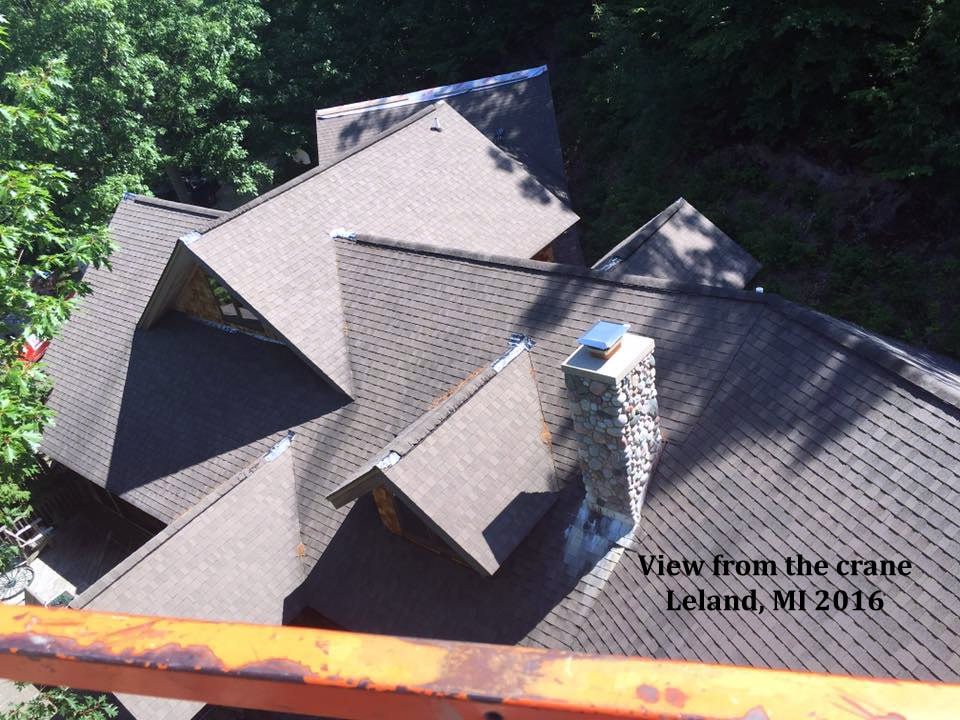 New roof viewed from the crane.